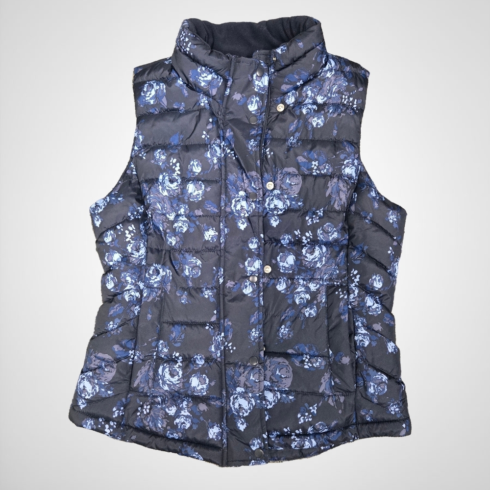 GAP Navy Floral Kids Puffer Vest